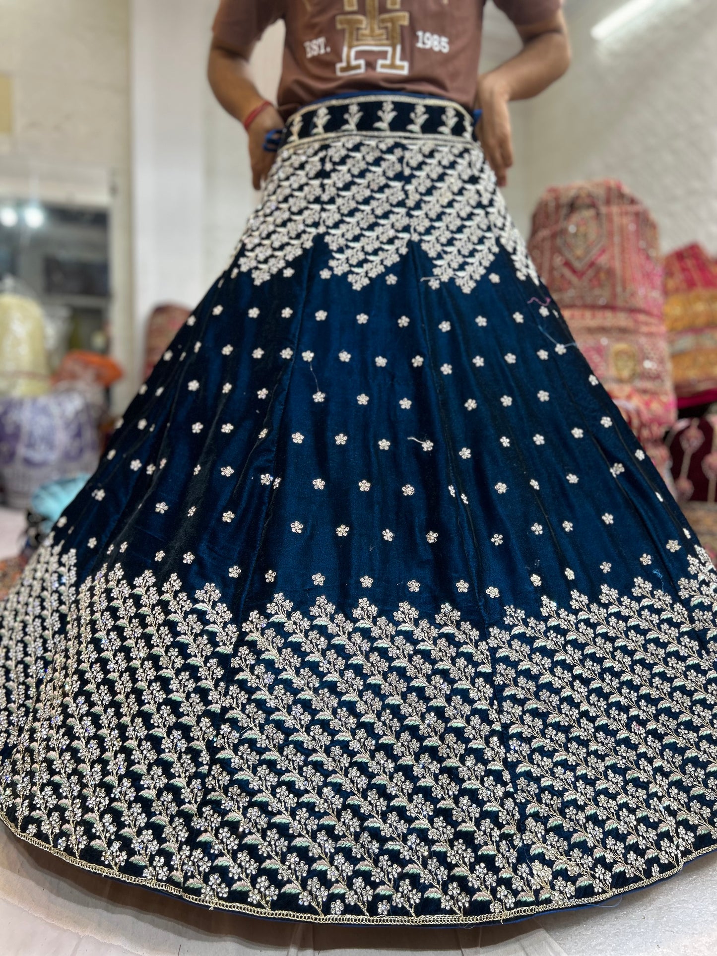 Lavishing dark blue lehenga