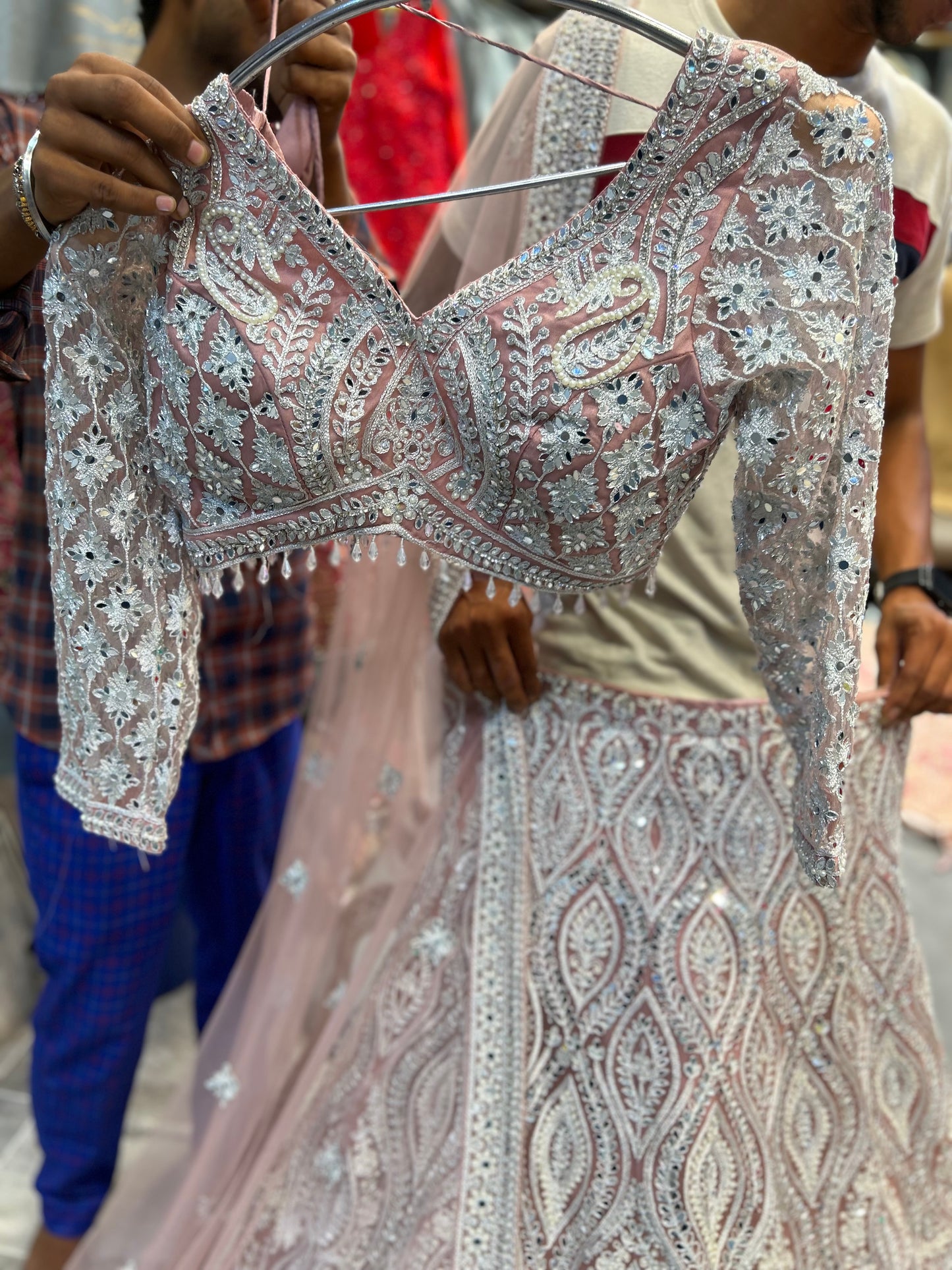 Majestic peach pink Crop top Lehenga