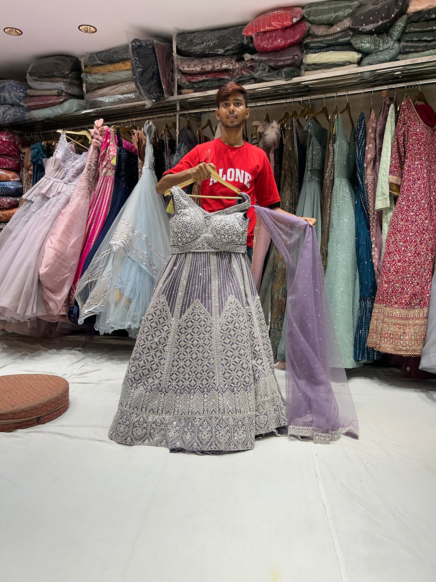 Famous lilac purple crop top lehenga