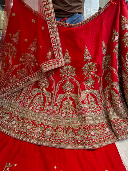 Pure Handwork Red lehenga