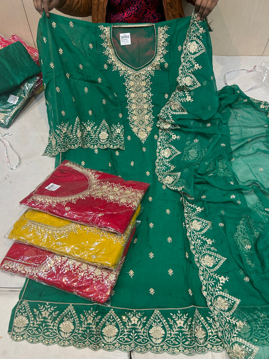 Green Fancy women Unstitched Suit