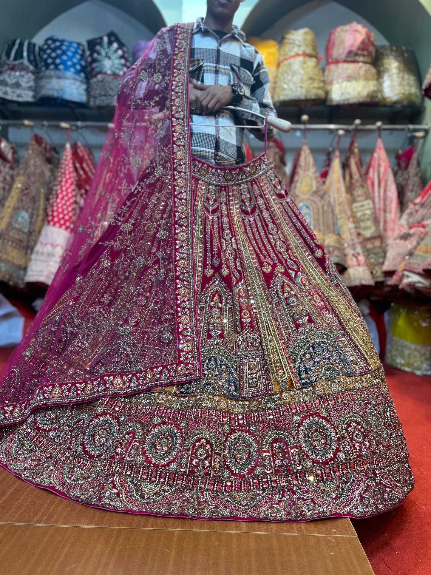 Something different pink heavy bridal Lehenga