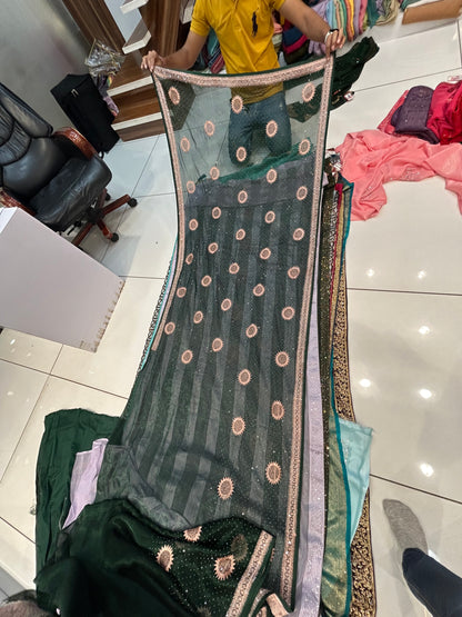 Dark green Designer saree