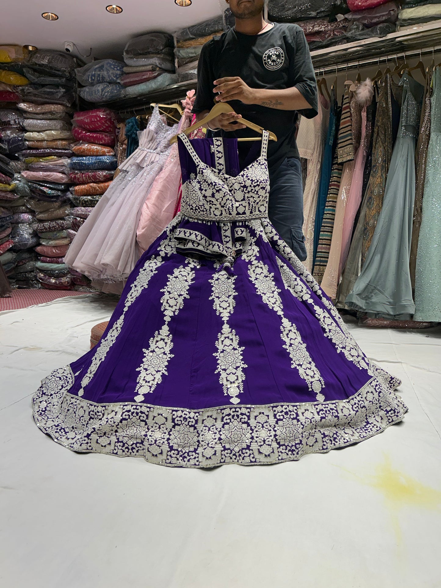 Awesome purple crop top lehenga