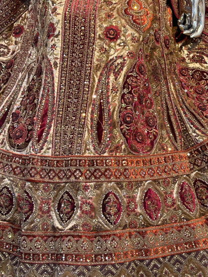 Maroon red bridal Lehenga