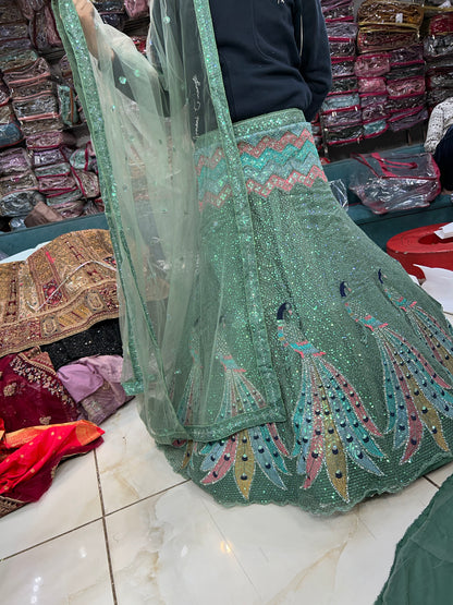 Pretty green peacock lehenga