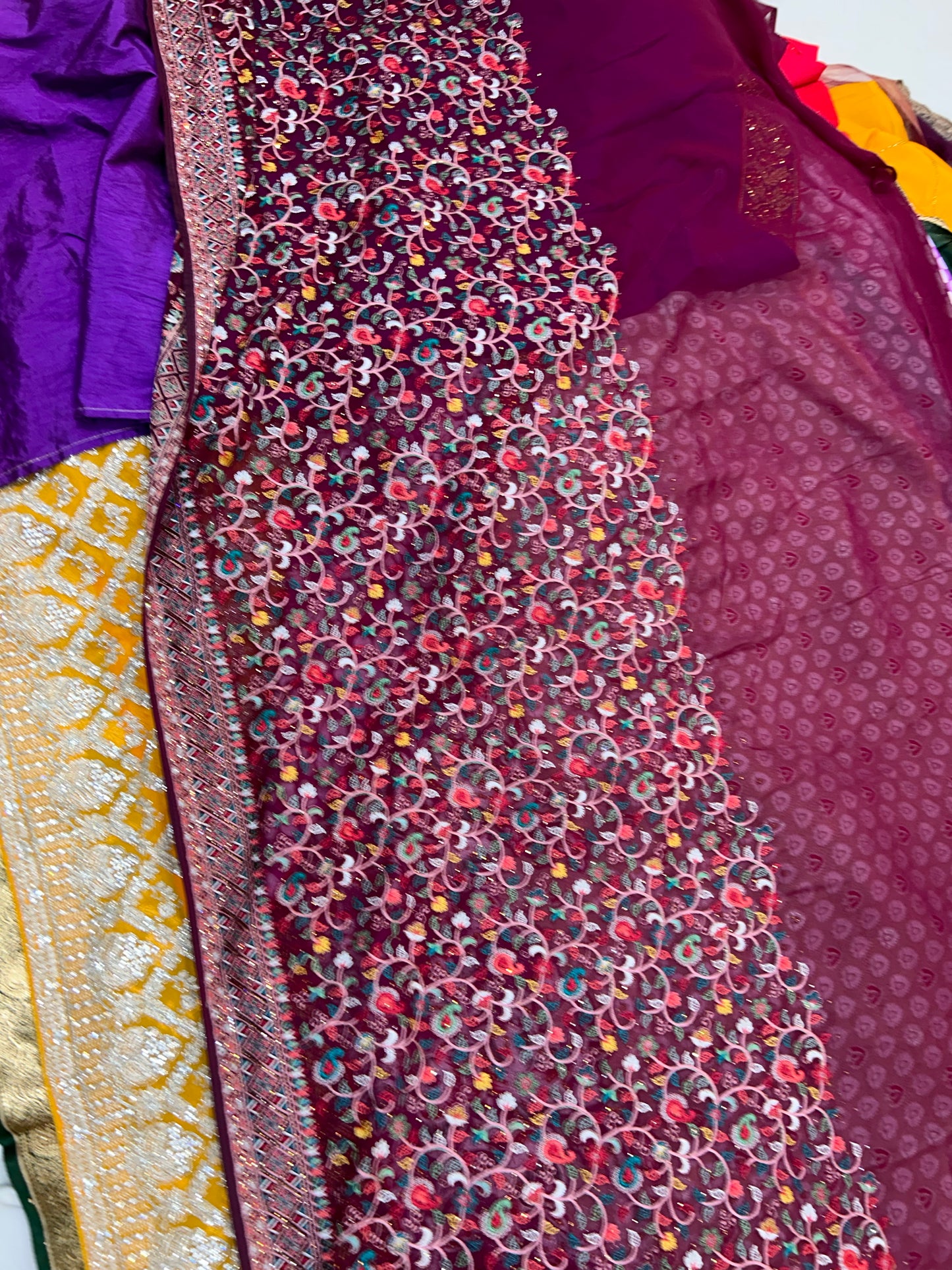 Eye catching wine Saree