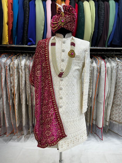 Fabulous Cream colour sherwani