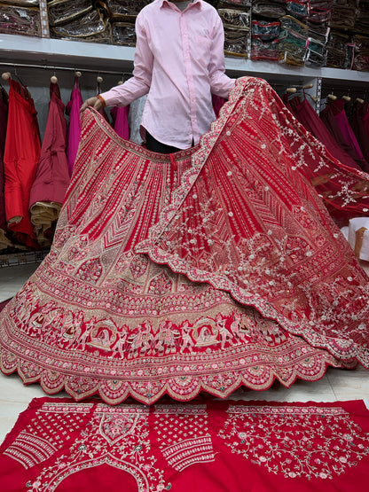 Good looking red bridal lehenga