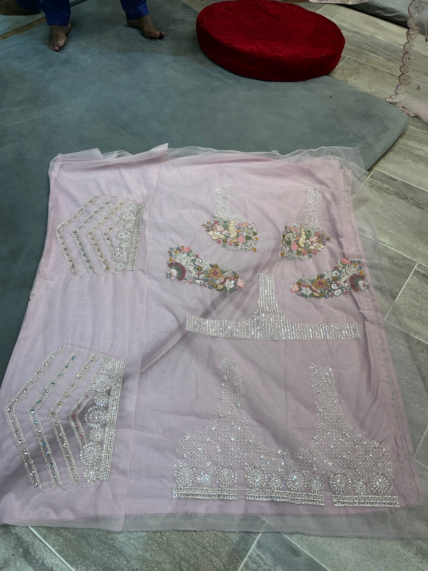 Awesome baby pink Multi Flower Lehenga