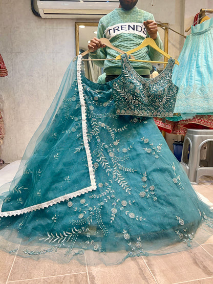 Gorgeous rama green blue Lehenga