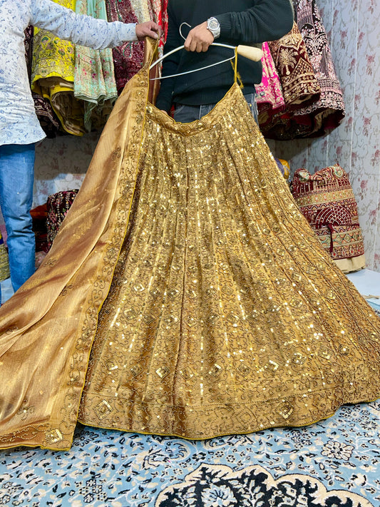 Beautiful golden mirror lehenga