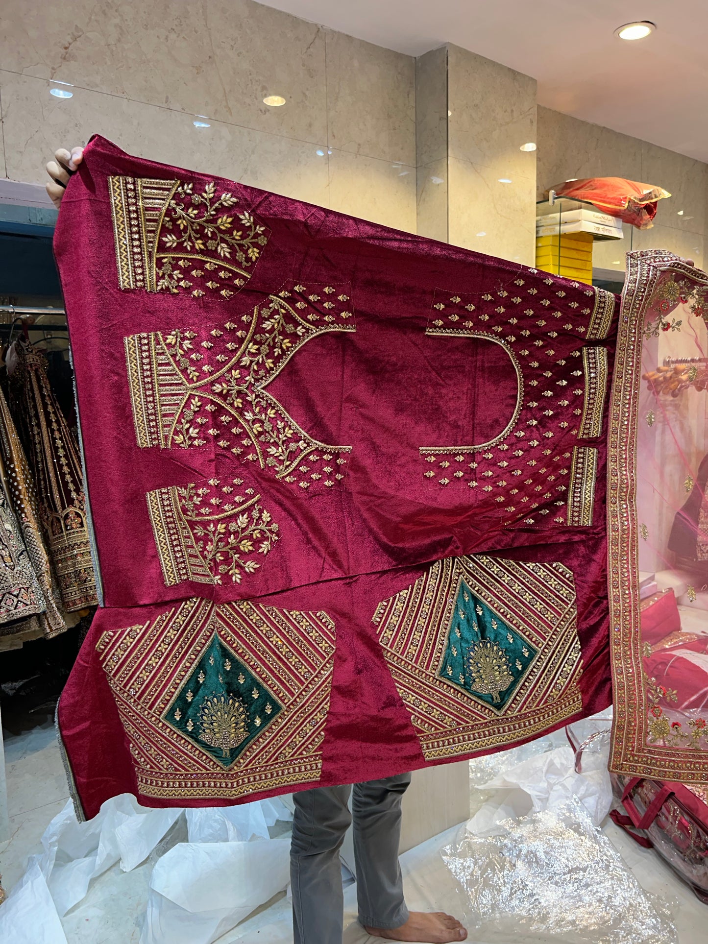 Lovely Marwari Red mustard Double Dupatta Lehenga