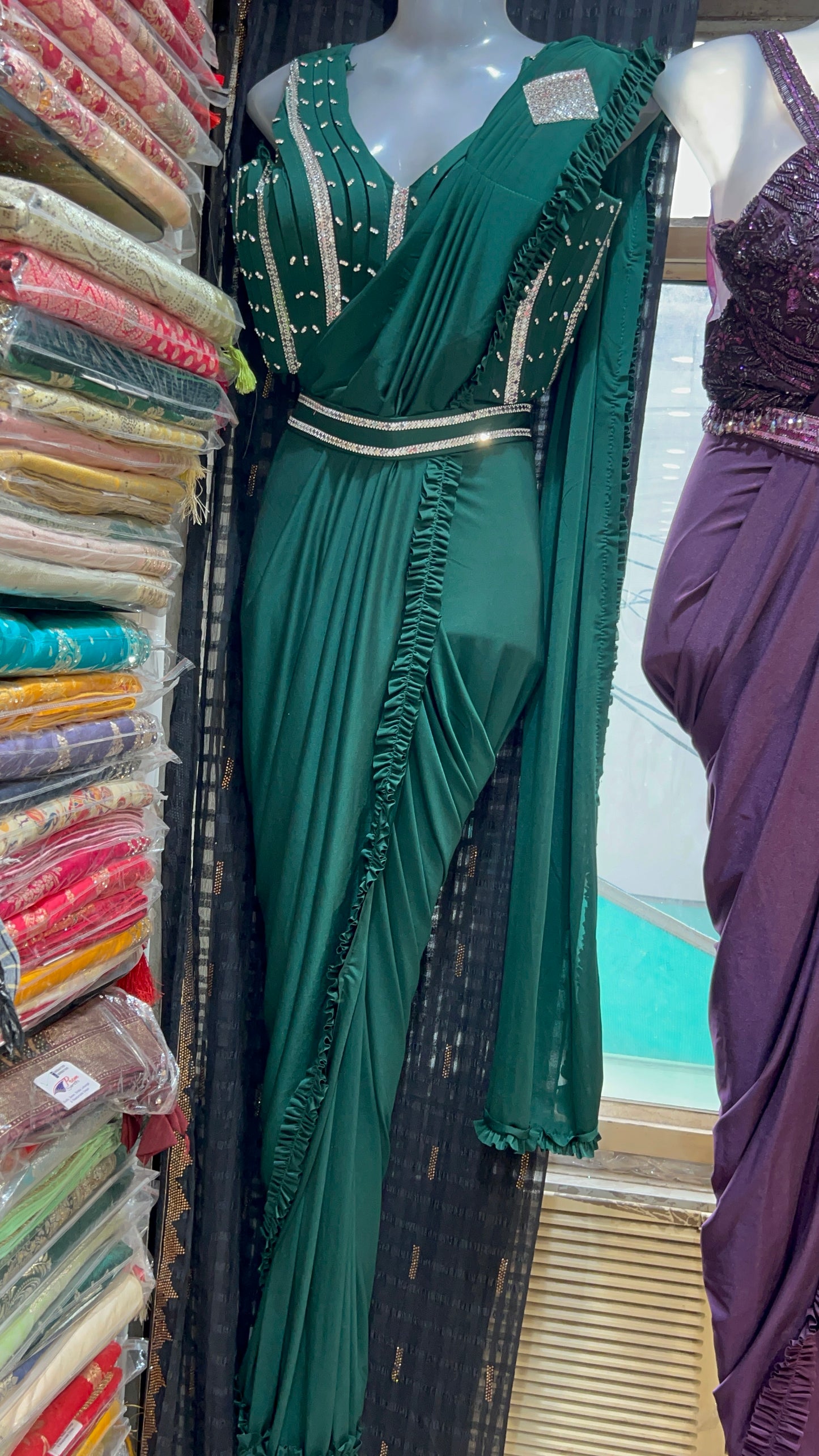 Fantastic green fancy saree 🥰