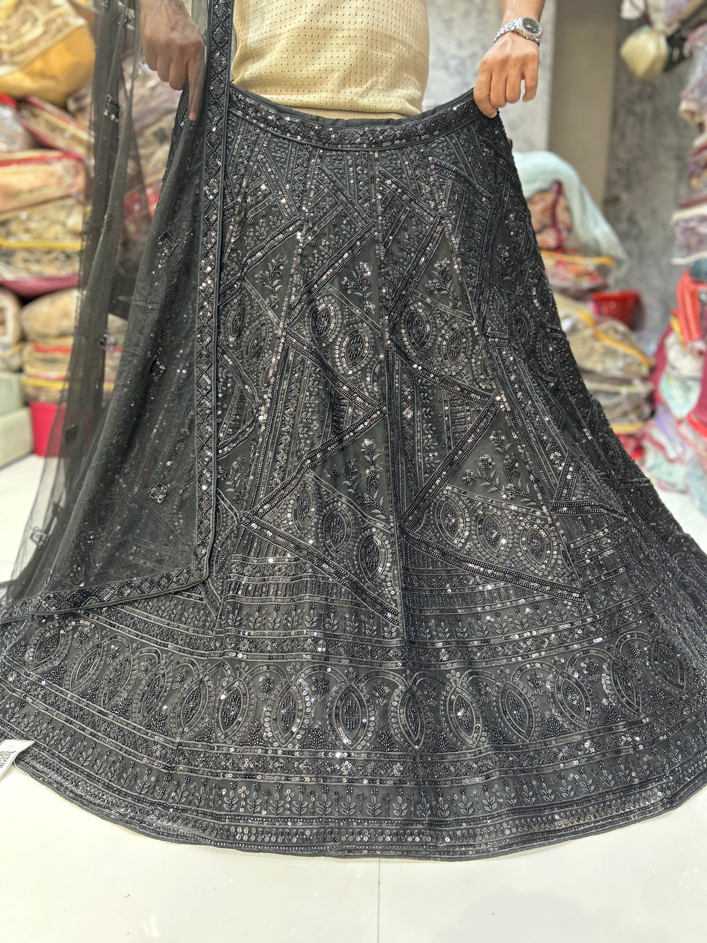 Lehenga negra de diseñador