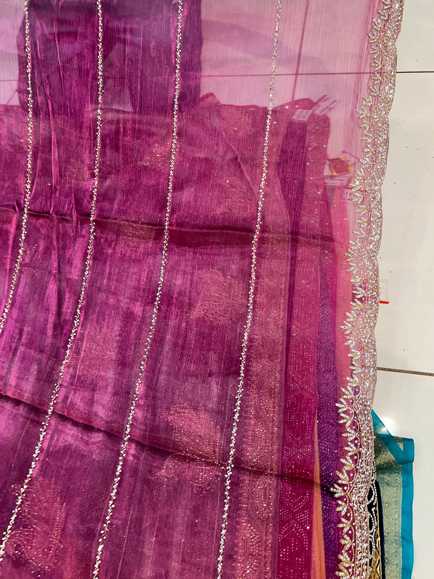 Purple Violet sparkling saree