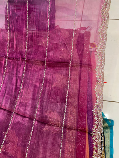 Purple Violet sparkling saree