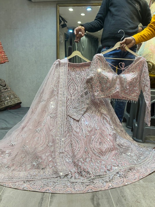 Fair pink crop top lehenga