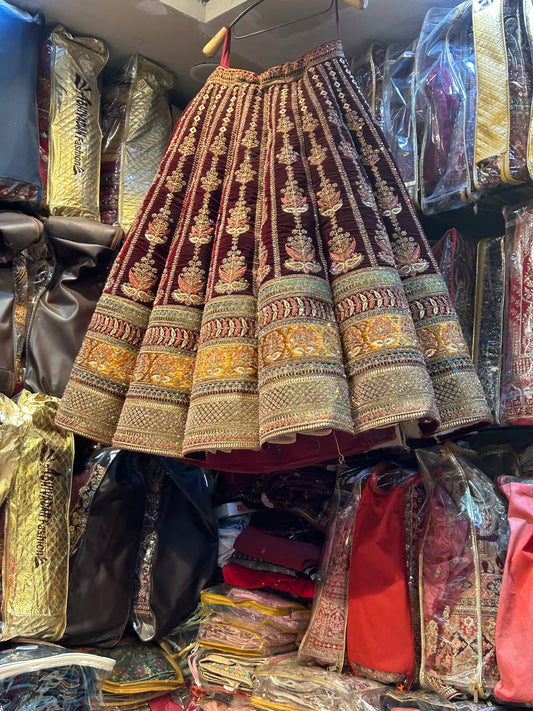 Tremendous maroon ball bridal lehenga