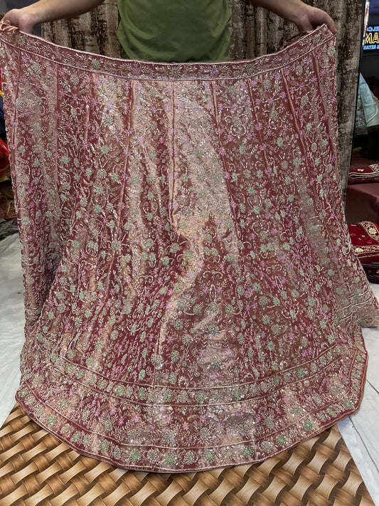 Astonishing pink Lehenga pure handwork Zardozi dabka