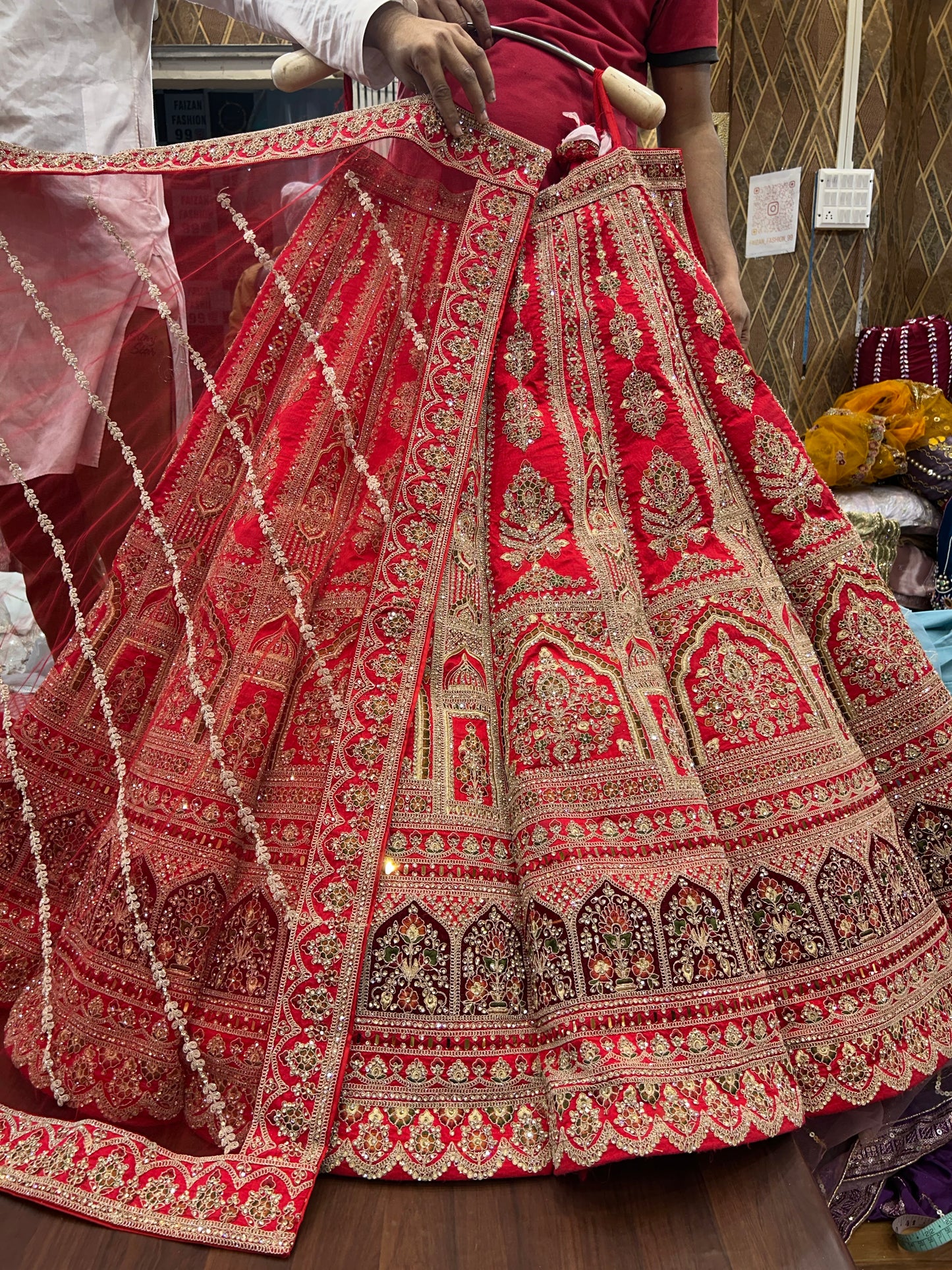 Good looking red ball bridal lehenga