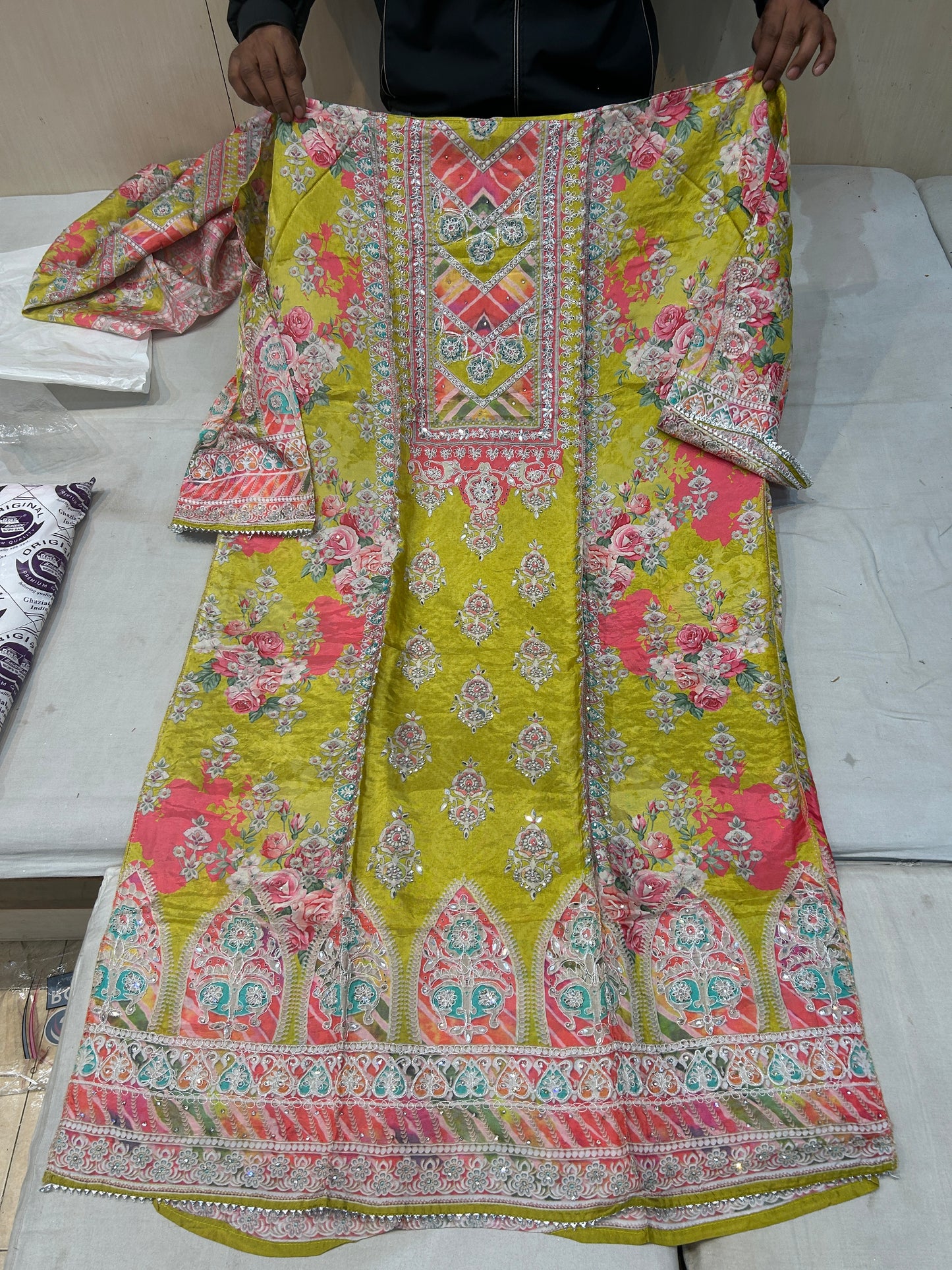 Green Fancy women Unstitched Suit