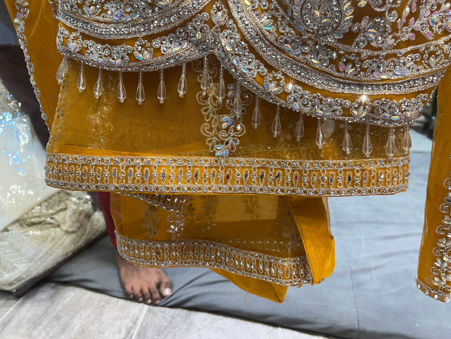 Charming yellow haldi mehendi crop top lehenga