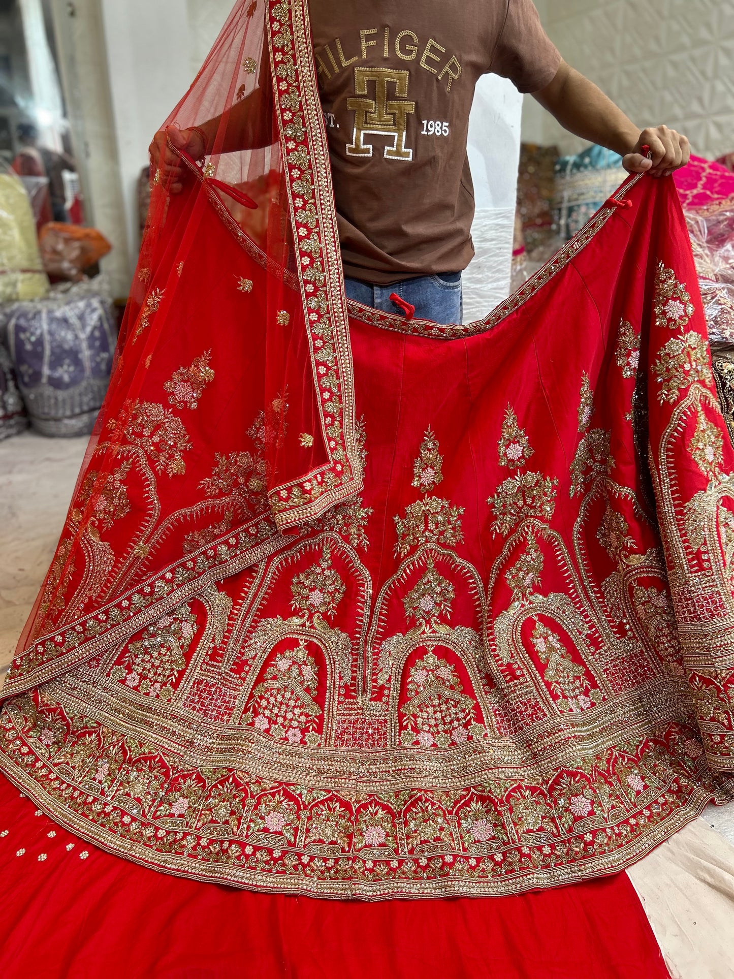 Pure Handwork Red lehenga