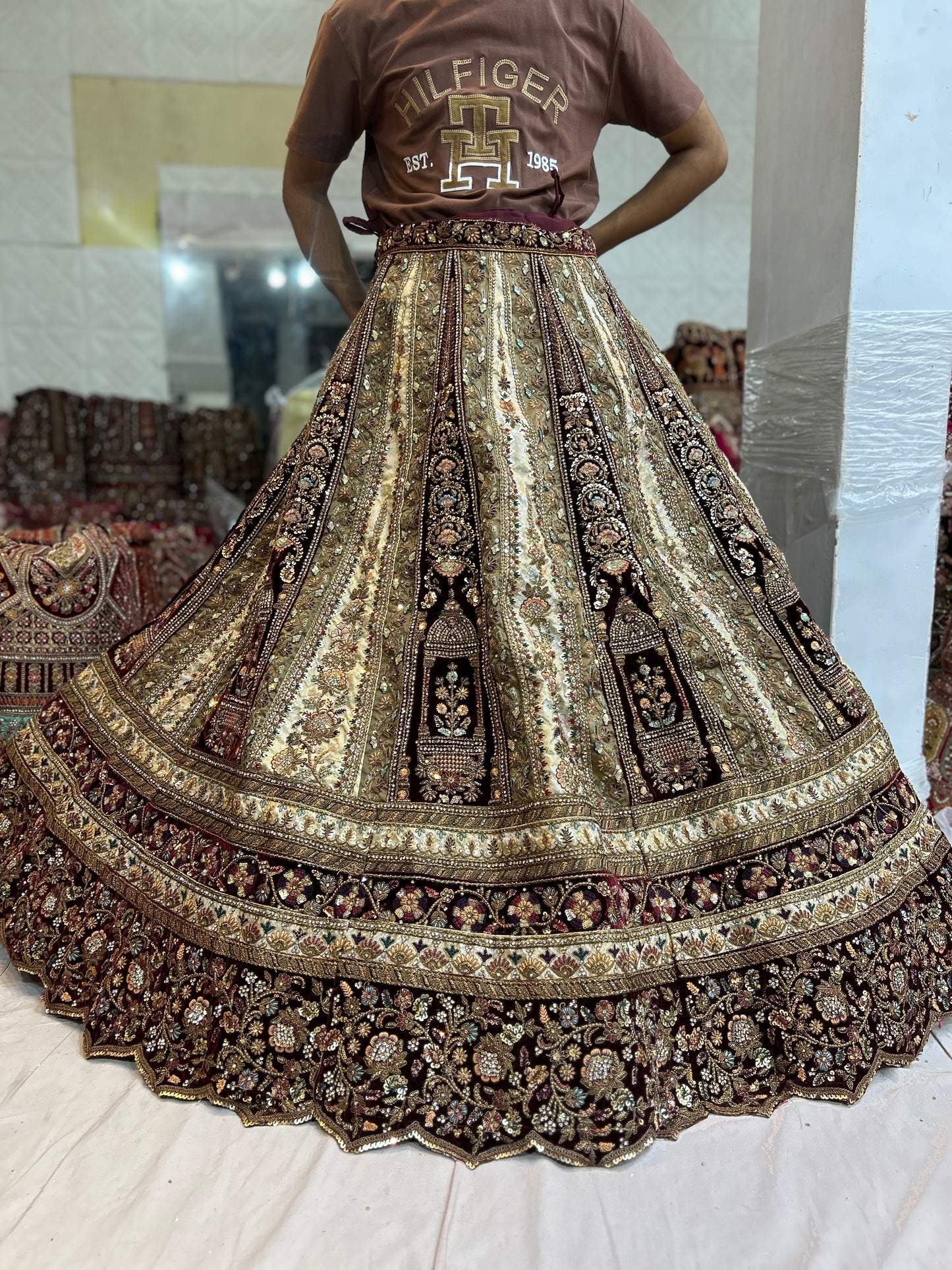 Designer Maroon Ivory bridal Happy customer lehenga