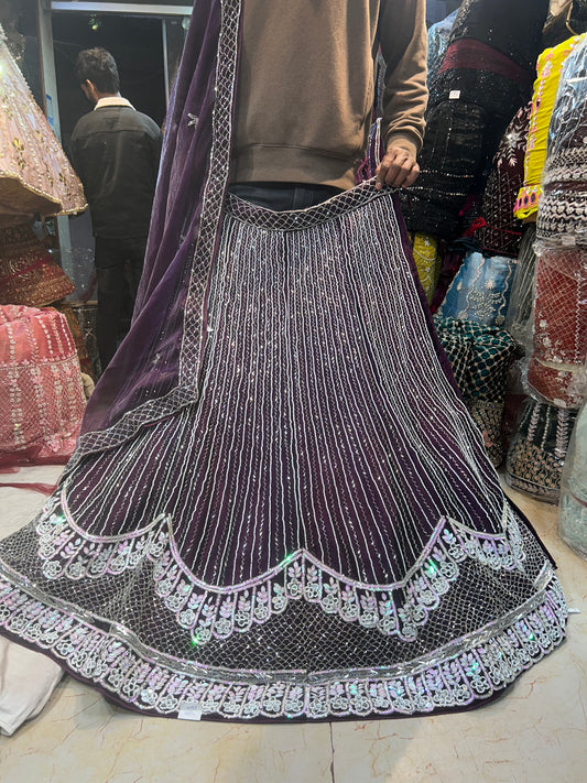 Lovely violet purple black Silver Lehenga