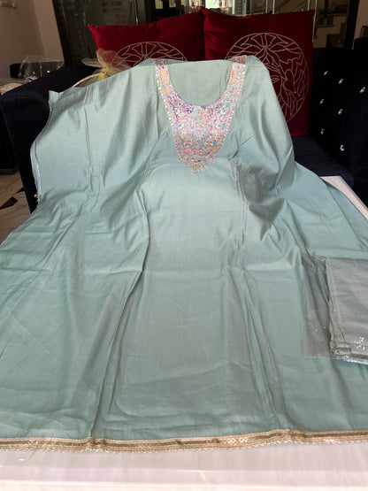 Stunning Aqua blue Unstitched suit