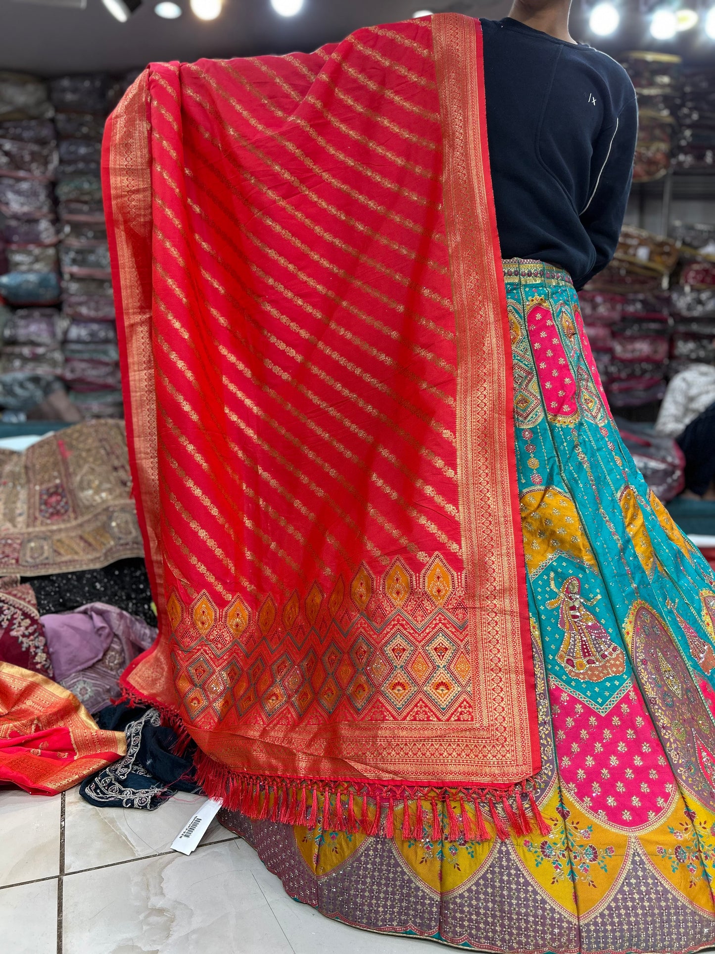 Stunning Banarasi multicolour lehenga