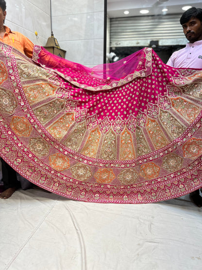 Dark pink handwork bridal Lehenga