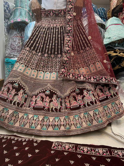 Maroon Doli Barat Lehenga