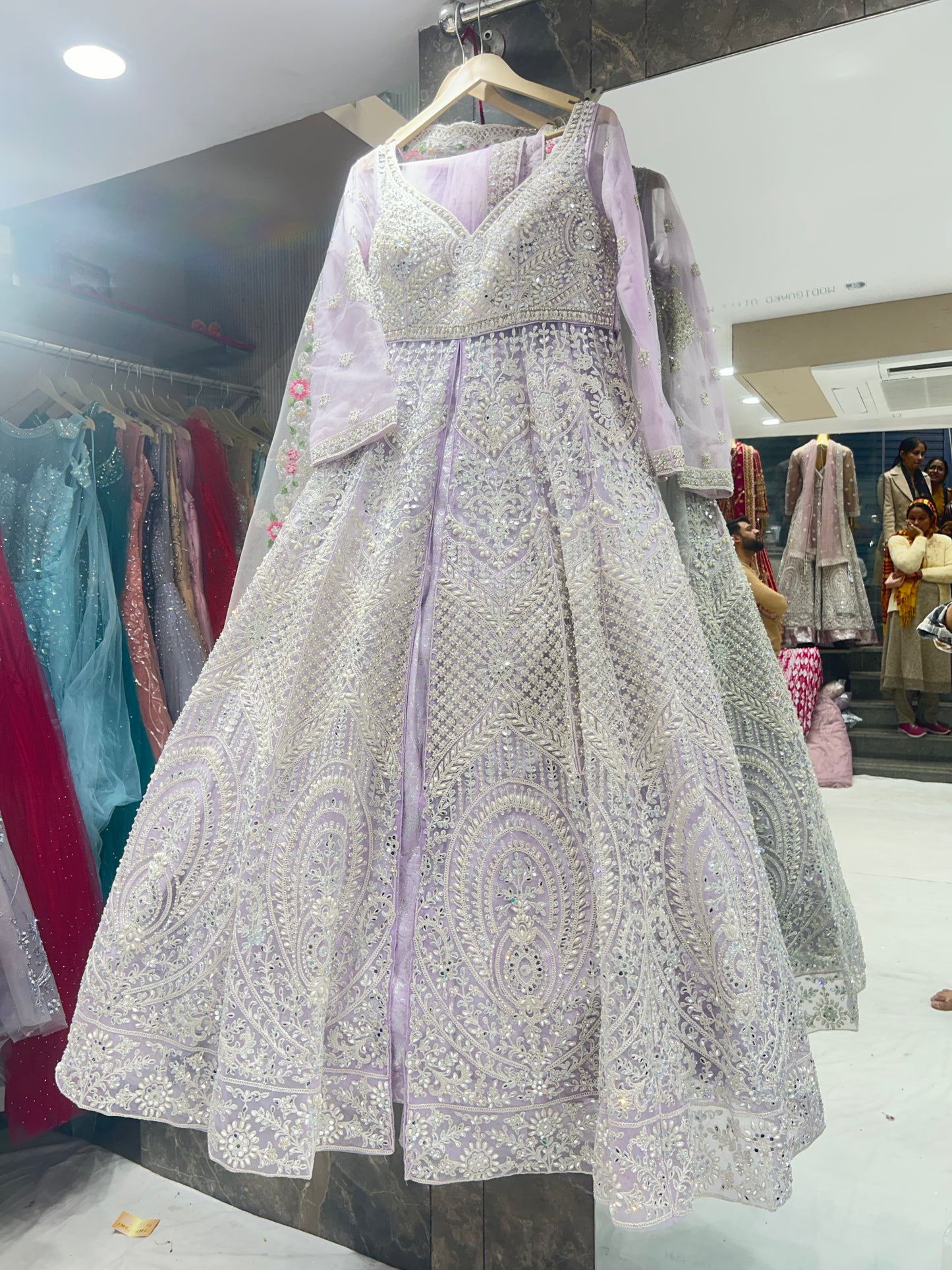 Decent heavy pink lavender long dress gown