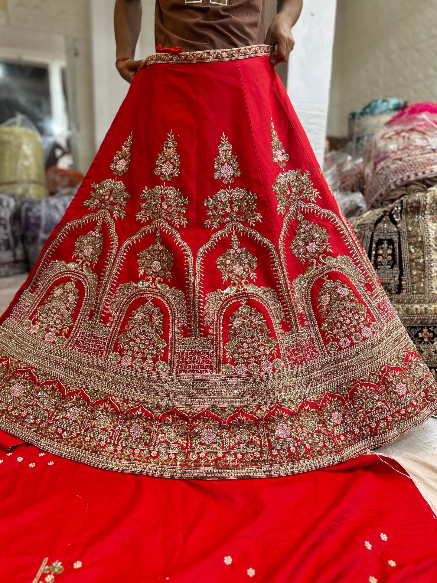 Pure Handwork Red lehenga