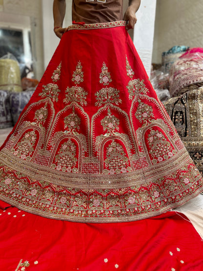 Pure Handwork Red lehenga