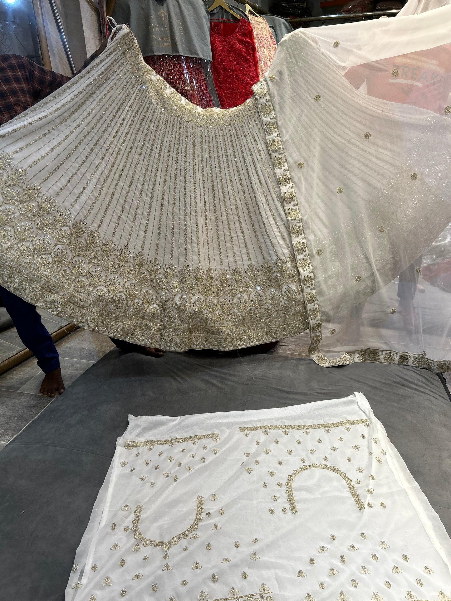 Something different white Lehenga