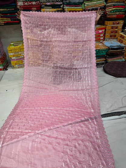 Fabulous baby pink saree