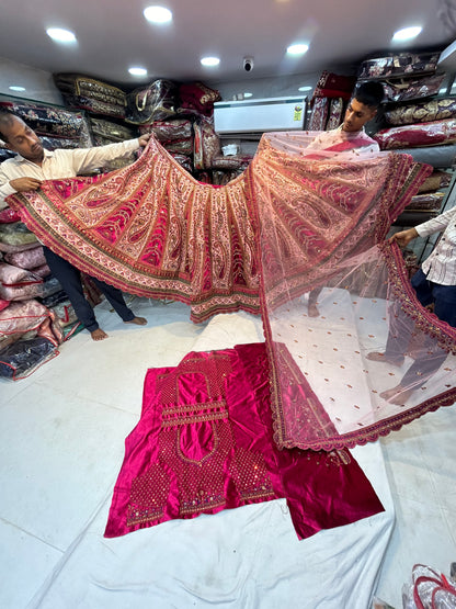 Trendy peacock cutwork bridal lehenga