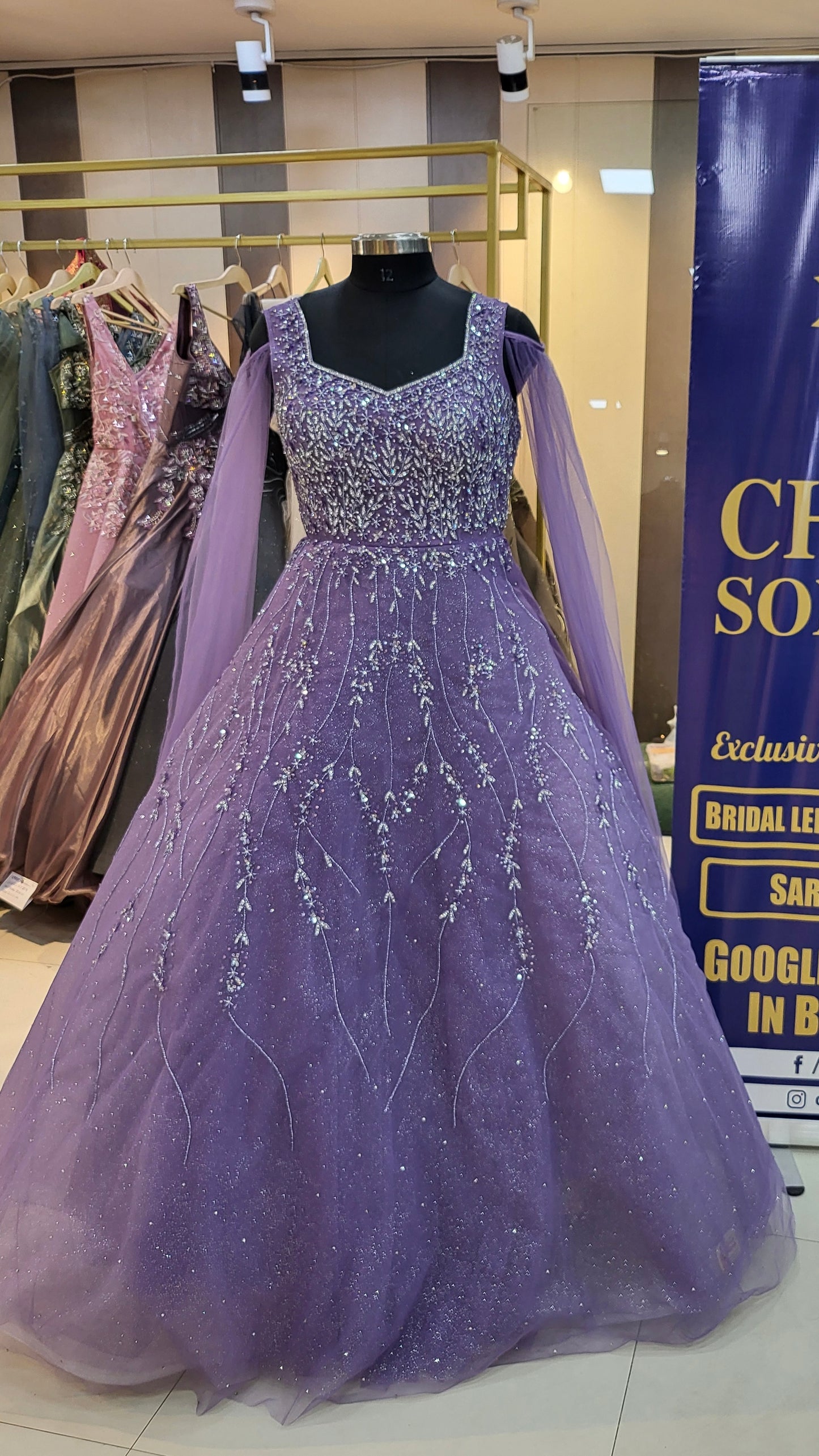 Premium Lilac purple pink gown