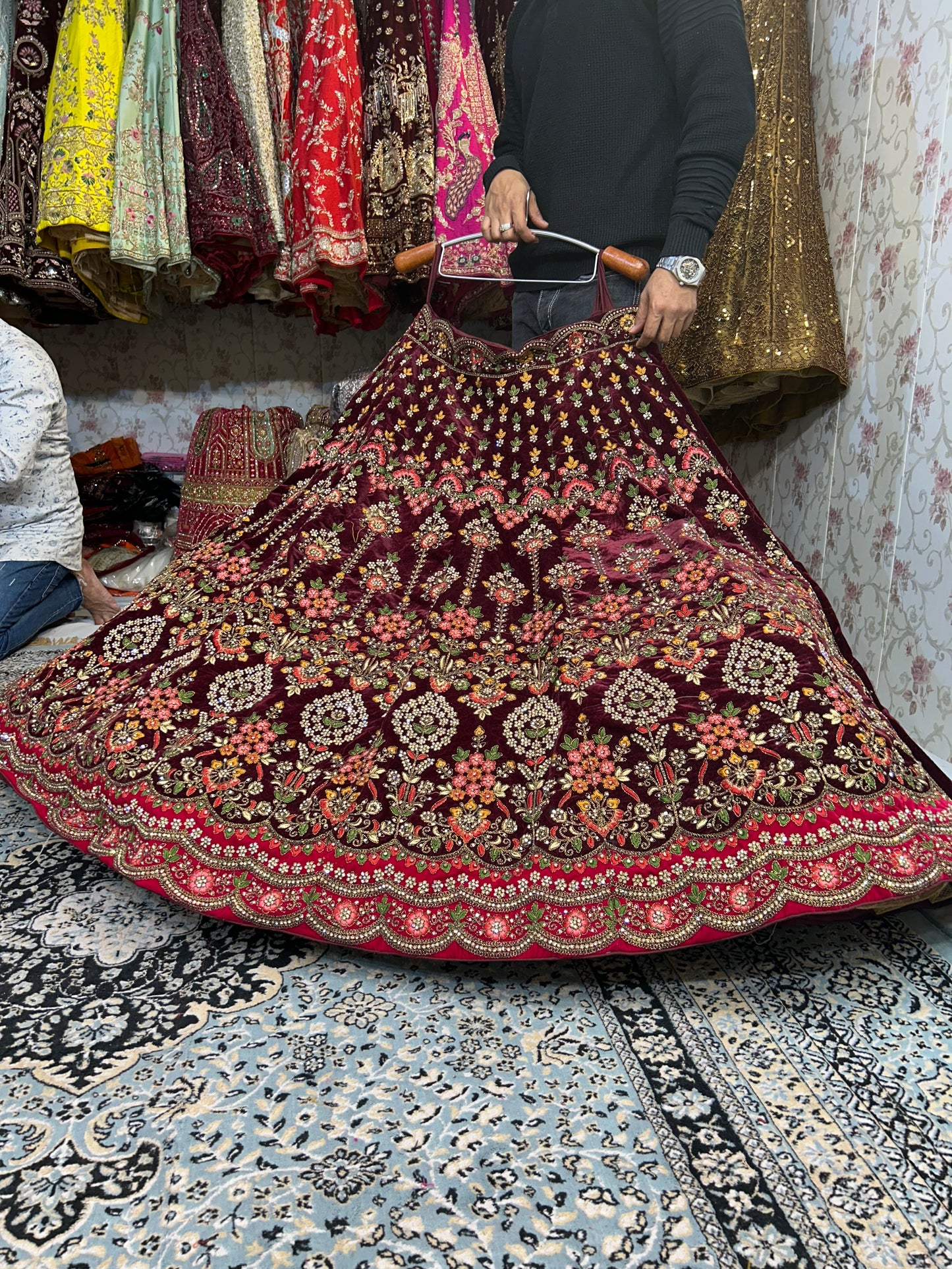 Something different maroon bridal lehenga