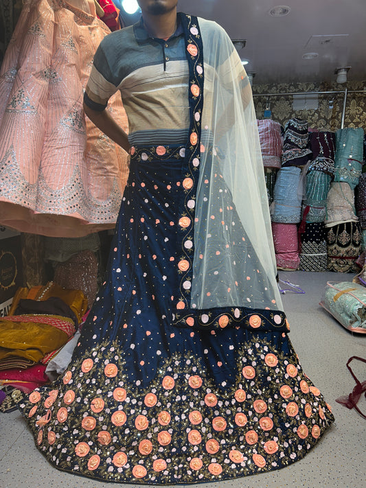 Flower Blue Designer Lehenga ❤️