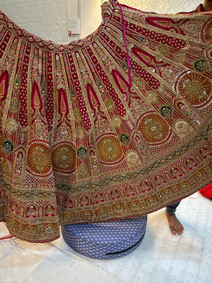 Pretty Peacock dark Rani pink Lehenga