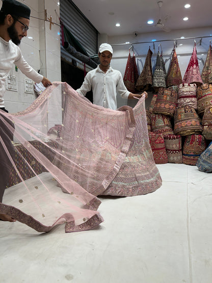 Lehenga jhumka rosa bebé