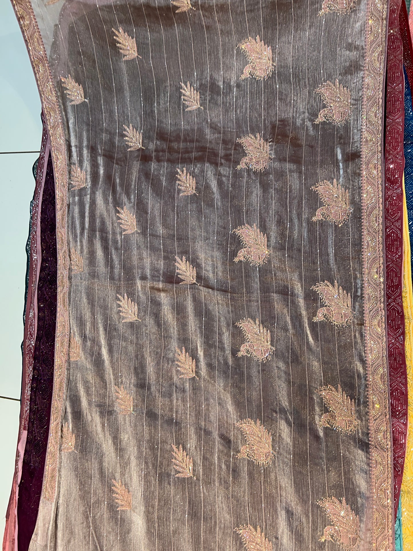 sparkling Peacock Silver Golden saree