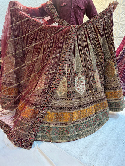 Heavy maroon bridal Lehenga