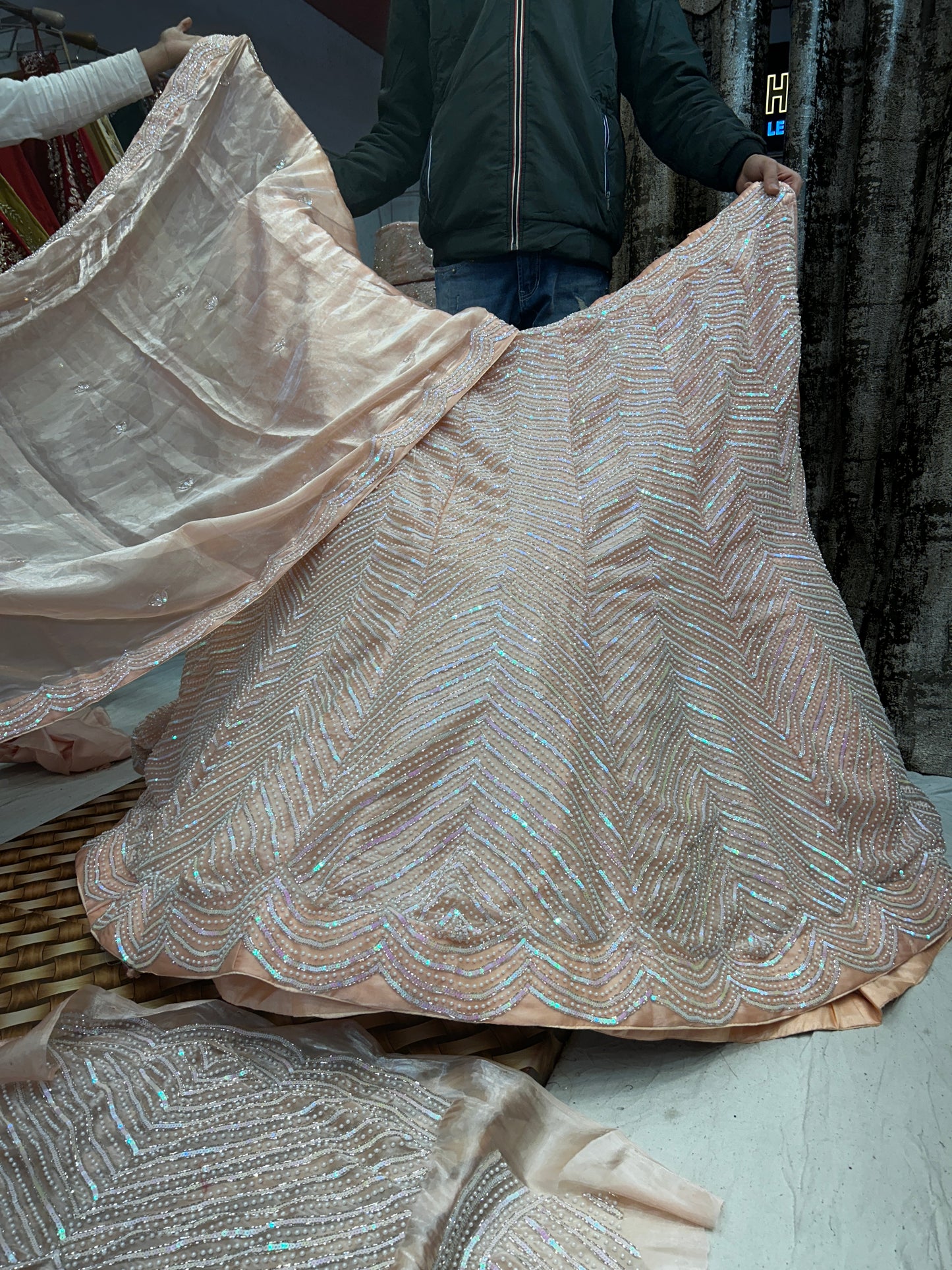 Amazing zig Zag Peach Lehenga