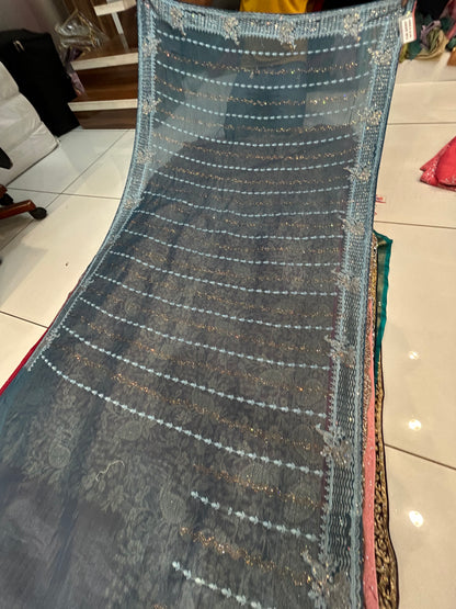 Fancy blue sequence saree