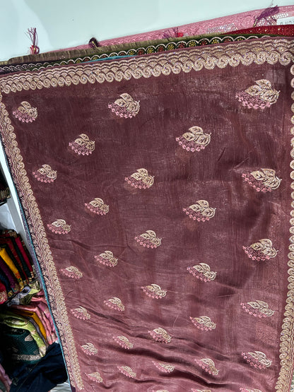 Lovely pink saree with heavy border